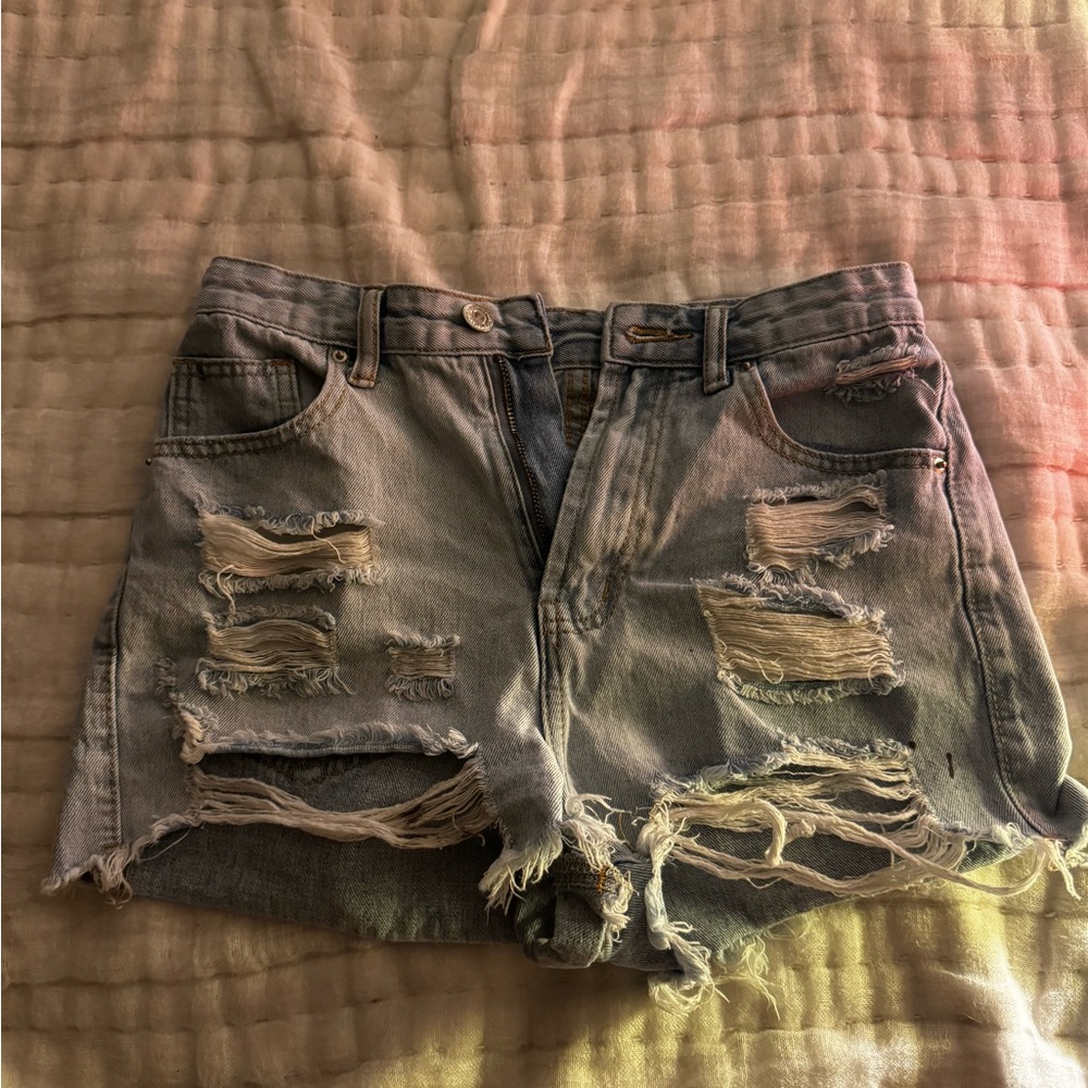 Ripped jean shorts